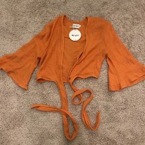 orange wrap crop top